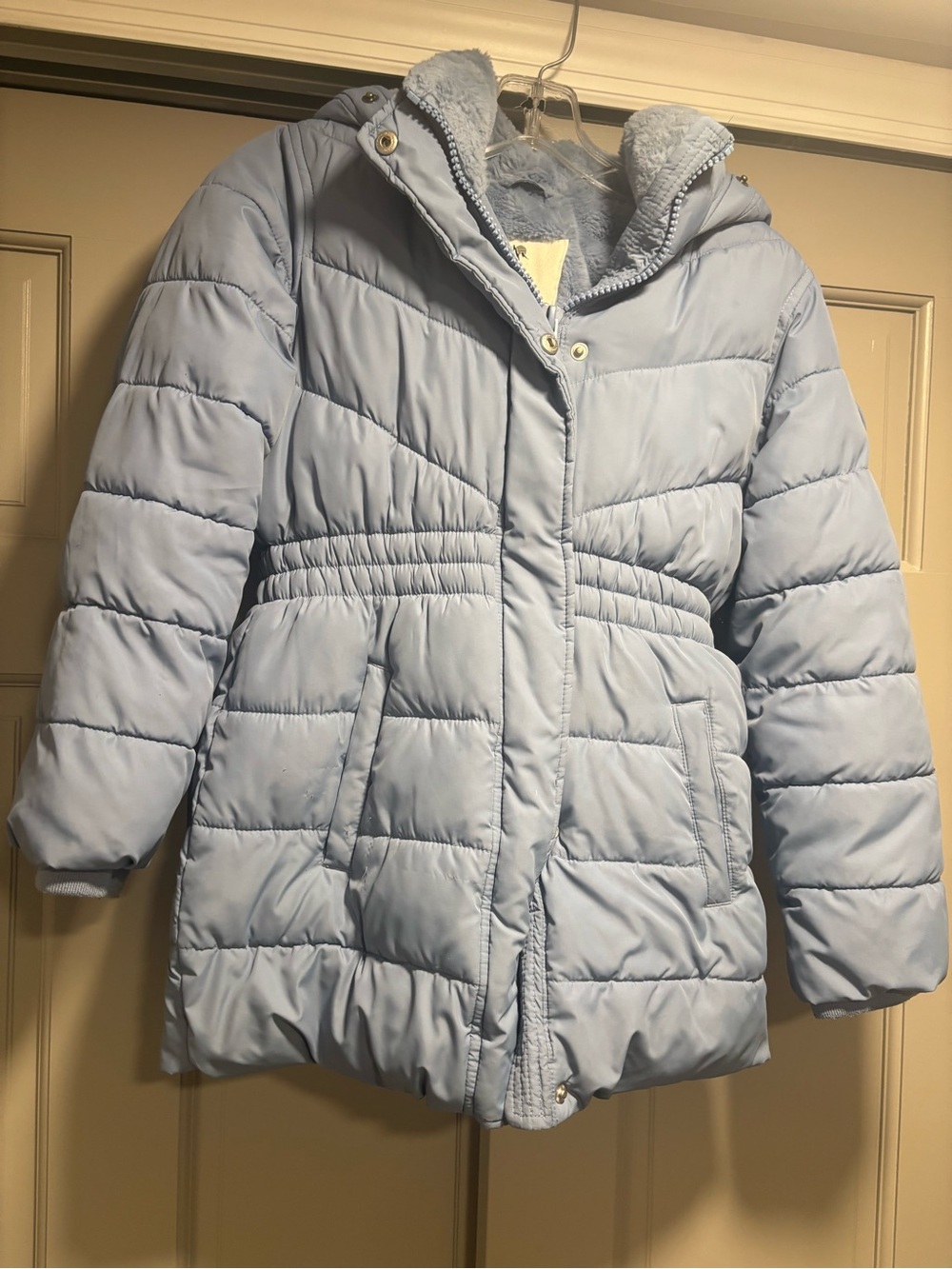 Abercrombie & Fitch Light Blue Quilted Girls' Puffer Coat with Hood